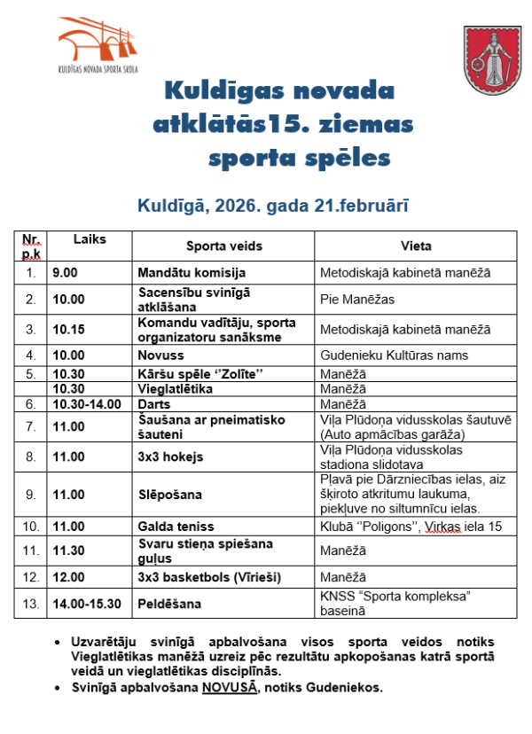 15.ziemas sporta spēļu programma